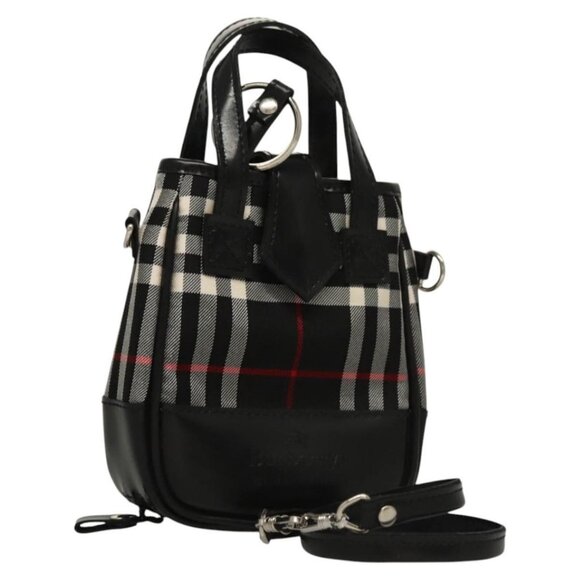 Burberrys Nova Check Blue Label Pouch Nylon Black Auth BD1137 - Picture 1 of 16